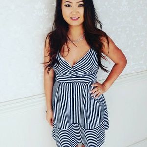 Blue and white stripe dress!-mini length